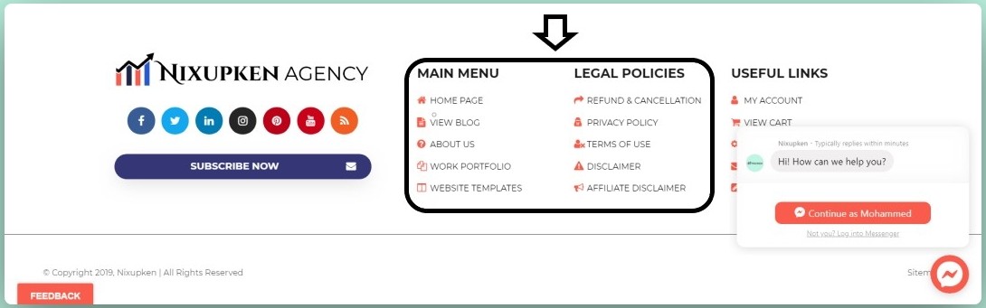Footer Menu